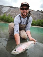 Phil and Mark rainbow trout, May lake Slovenai